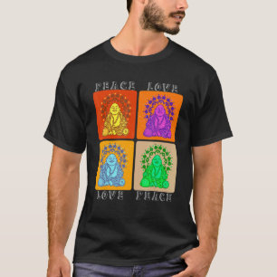 Camiseta Paz Amor Buda Yoga Hippie 70s Retro Fofo