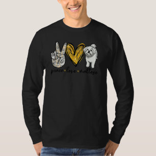 Camiseta Paz Amor Cachorro Maltês Pai Mãe Gordura