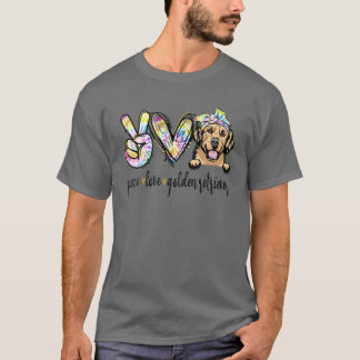 Camiseta Paz Amor Cachorro Ouro-Retriever Engraçado Mãe da 