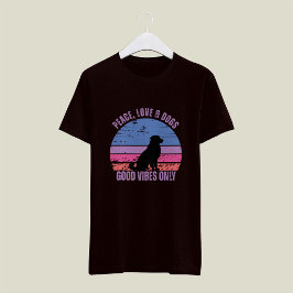 Camiseta Paz, Amor, Cães, camiseta pôr do sol retr