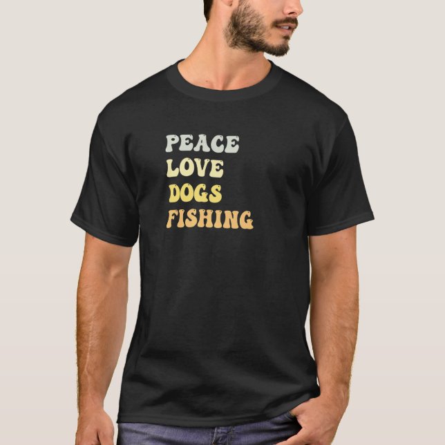 Camiseta Paz Amor Cães Pesca Retro (Frente)