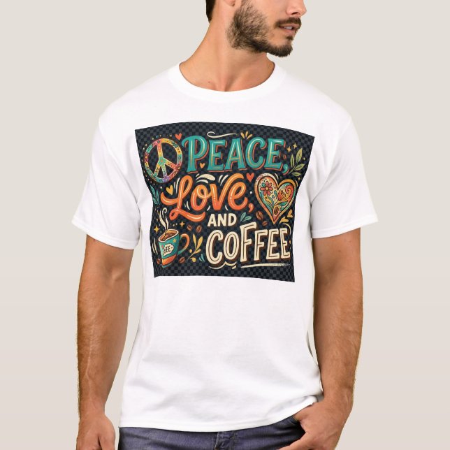 Camiseta Paz Amor & Café (Frente)