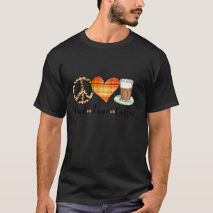 Camiseta Paz Amor Café outono Fall Season Ação de Graças