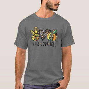 Camiseta Paz Amor Cai Vibes Engraçada Outono Pumpkins