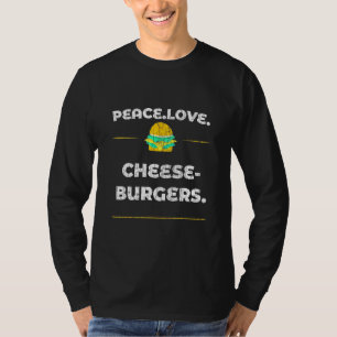 Camiseta Paz Amor Cheeseburger Hamburger Gráfico