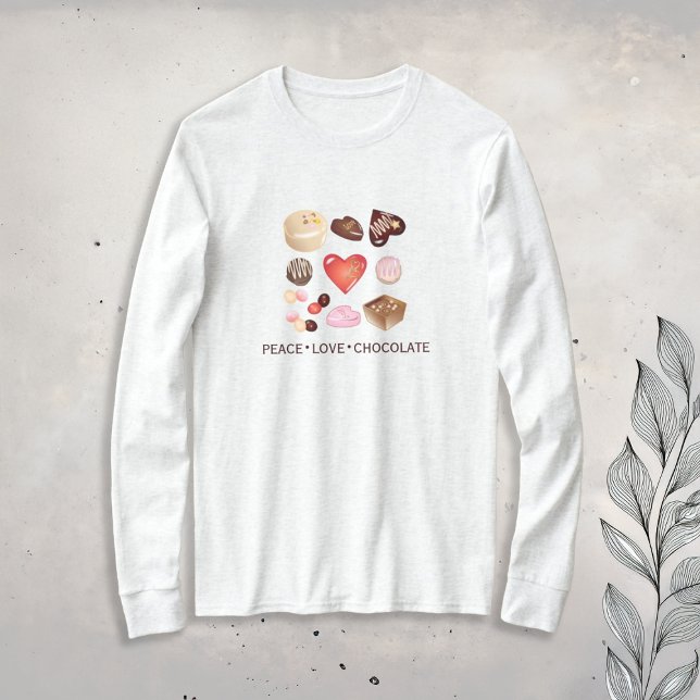 Camiseta Paz Amor Chocolate Doce Coração (Criador carregado)