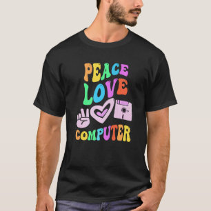 Camiseta PAZ AMOR COMPUTADOR Tecnologia Retro Professor Gro
