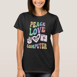 Camiseta PAZ AMOR COMPUTADOR Tecnologia Retro Professor Gro