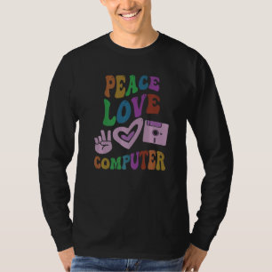 Camiseta PAZ AMOR COMPUTADOR Tecnologia Retro Professor Gro
