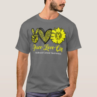Camiseta Paz Amor Consciência do Cancer de Crianças Curtas
