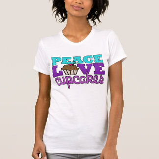 Camiseta Paz, amor & cupcakes! Roxo