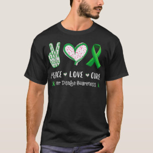 Camiseta Paz Amor cura a doença hepática mulheres