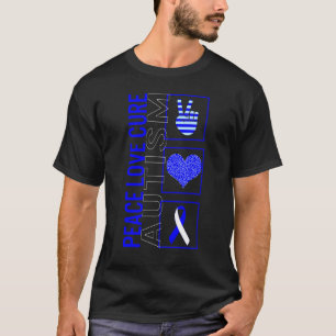 Camiseta Paz Amor Cura Autismo Sensibilização Fita Guerreir