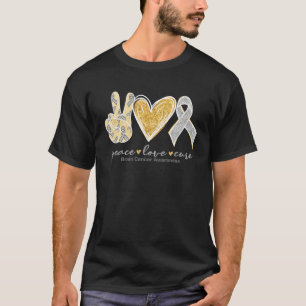 Camiseta Paz Amor Cura Cinza Fita Cérebro Cancer Consciên