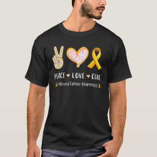 Camiseta Paz Amor Cura Consciência de Canceres de Infância