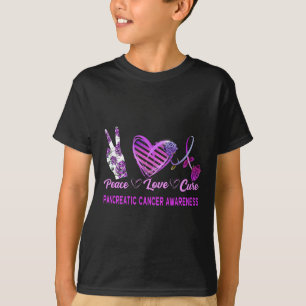 Camiseta Paz Amor Cura Consciência do Câncer de pâncreas Mu