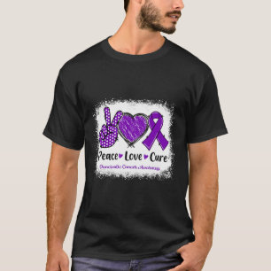 Camiseta Paz Amor Cura Consciência do Câncer de pâncreas Ro