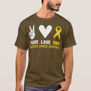 Camiseta Paz Amor Cura Consciência do Cancer Infantil