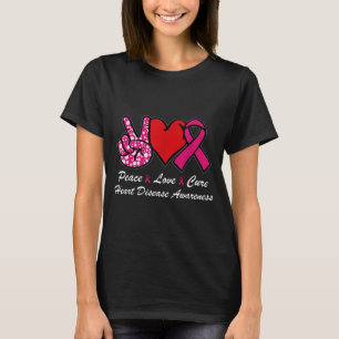 Camiseta Paz Amor Cura Conscientização Doenças Cardíacas Ch