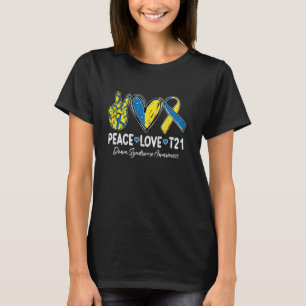 Camiseta Paz Amor Cura Dia Mundial da Síndrome de Down 321 