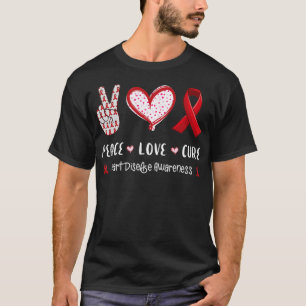 Camiseta Paz Amor cura doença cardíaca mulheres