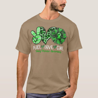 Camiseta Paz Amor Cura Doença Renal Leopardo Sunflower A