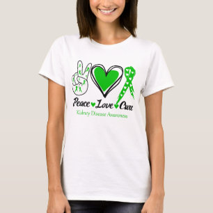 Camiseta Paz Amor Cura Doença Renal Sensibilização