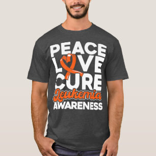 Camiseta Paz Amor Cura Leucemia Consciência 1