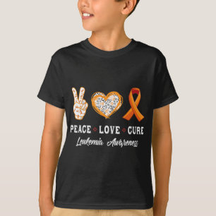 Camiseta Paz Amor cura Leuemia consciência homens mulheres 