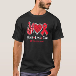 Camiseta Paz Amor Cura Sensibilização Faixa Vermelha