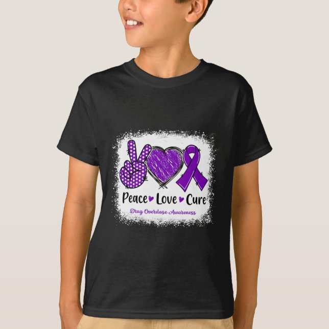 Camiseta Paz Amor Cura Sobredosagem de Drogas Sensibilizaçã (Frente)