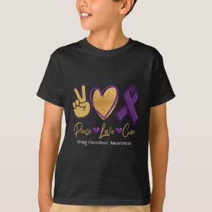 Camiseta Paz Amor Cura Sobredosagem Roxa 1