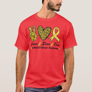 Camiseta Paz Amor Curta Cancer Sensibilização Infantil