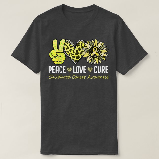 Camiseta Paz Amor Curta Consciência de Canceres Infantis Am (Frente do Design)