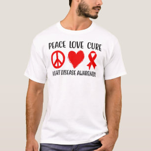 Camiseta Paz Amor Curto Doença Cardíaca Sensibilização Home