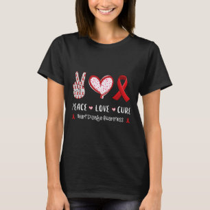 Camiseta Paz Amor Curto Doença Cardíaca Sensibilização Home