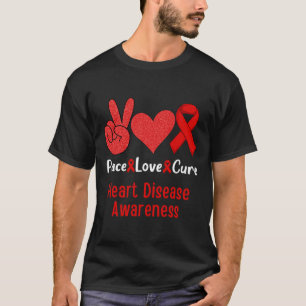 Camiseta Paz Amor Curto Doença Cardíaca Sensibilização Mês