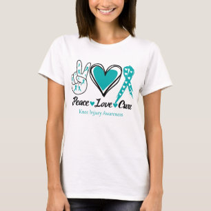 Camiseta Paz Amor Curto Ferimento do Joelho Sensibilização
