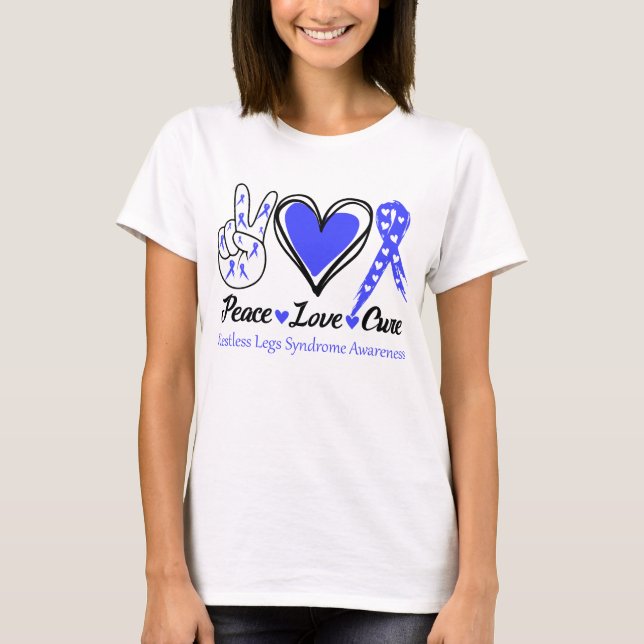 Camiseta Paz Amor Curto Pernas Inquietas Sensibilização (Frente)