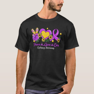 Camiseta Paz Amor Curva Fita Roxa Sensibilização