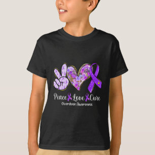 Camiseta Paz Amor Curva Friso Roxo Sensibilização para a So