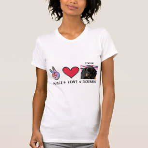 Camiseta Paz Amor Dachshunds Amantes de Cães