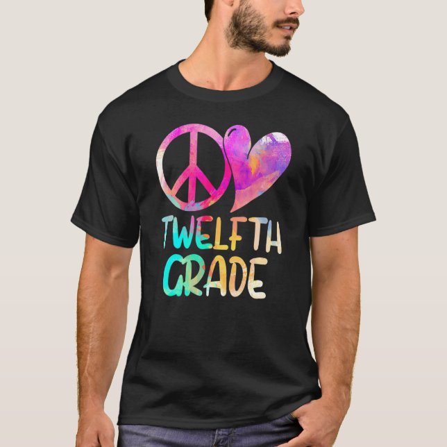 Camiseta Paz Amor Décimo Segundo Ano   Volta às Aulas Profe (Frente)