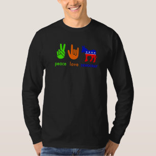 Camiseta Paz Amor Democrata Burro Eleição Intermediária Pol