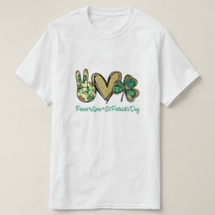Camiseta Paz Amor Dia de São Patrício Espetacular Shamroc