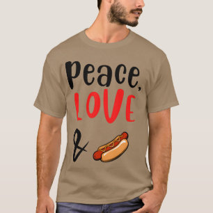 Camiseta Paz Amor e amigos de cachorro-quente