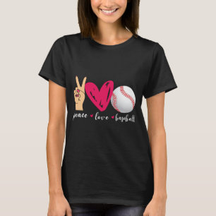 Camiseta Paz Amor E Beisebol Equipe De Beisebol Divertida A