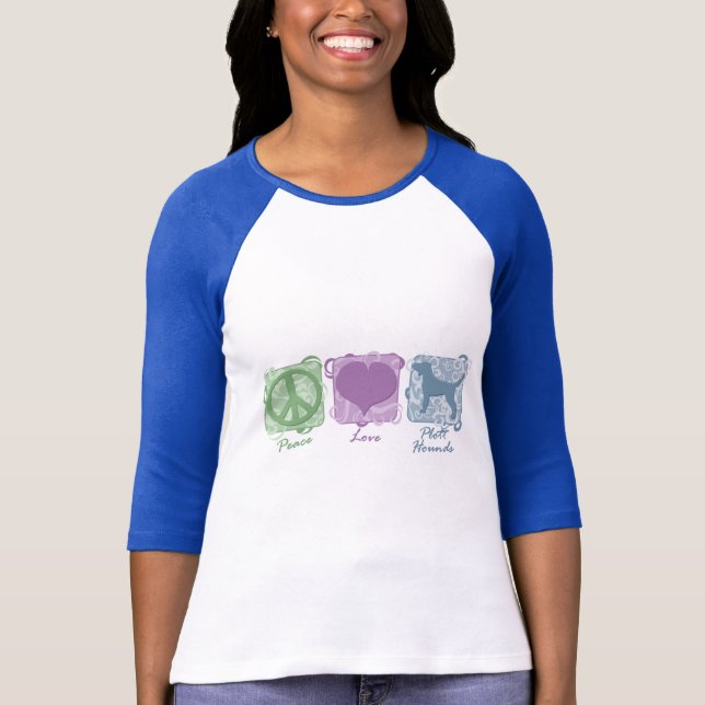 Camiseta Paz, amor, e cães de Plott Pastel (Frente)