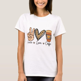 Camiseta Paz, Amor e Café