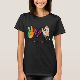 Camiseta Paz, Amor e Cavalo Floral Coloridos
